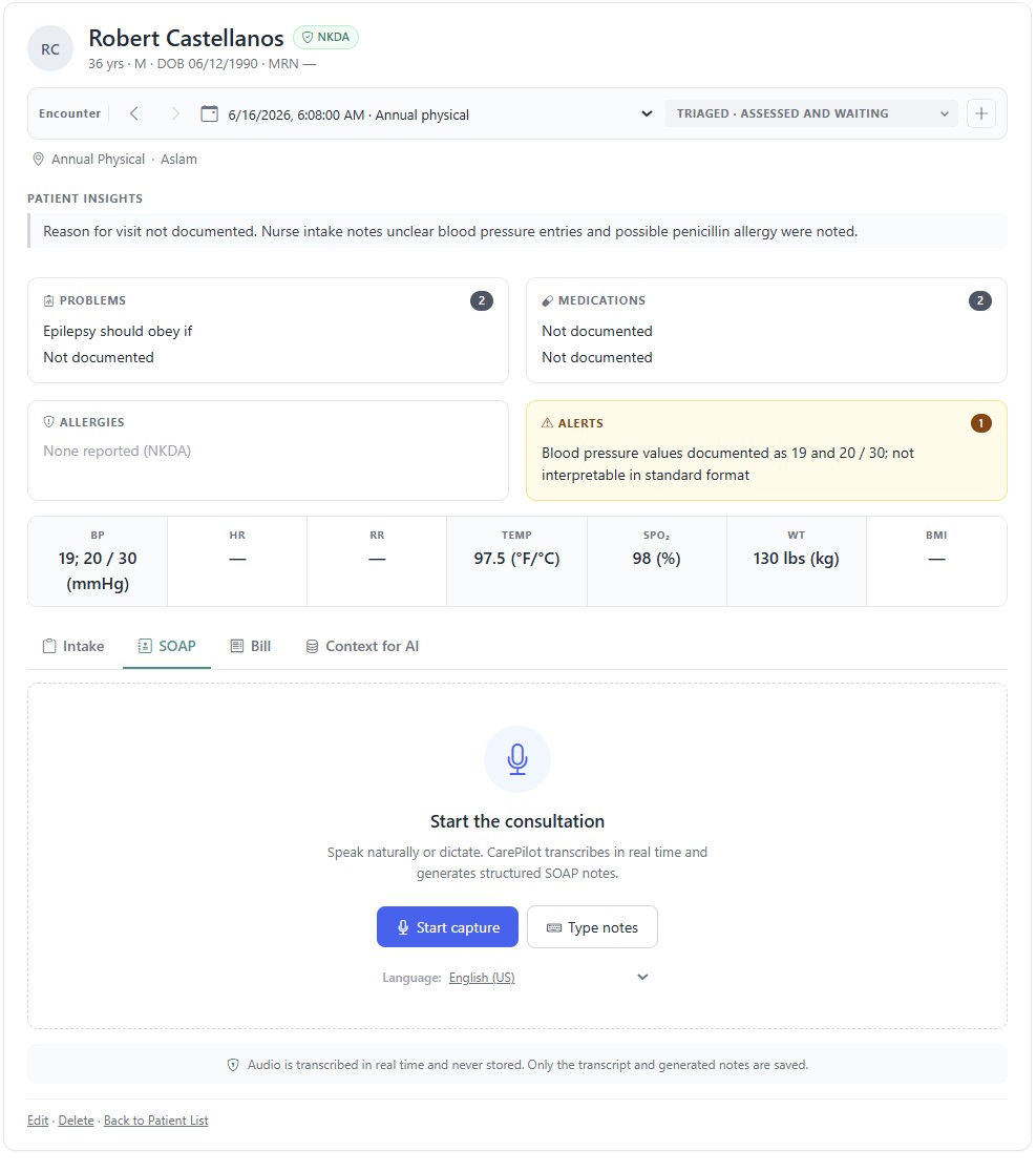 AI clinical documentation software intake notes